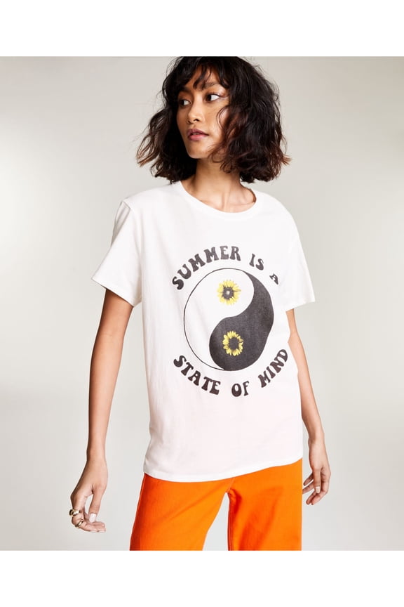 JUNK FOOD Womens White Graphic Short Sleeve Crew Neck T-Shirt M