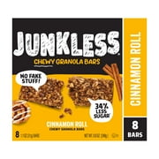 JUNKLESS Chewy Cinnamon Roll Granola Snack Bars, 1.1 oz, 8 Count