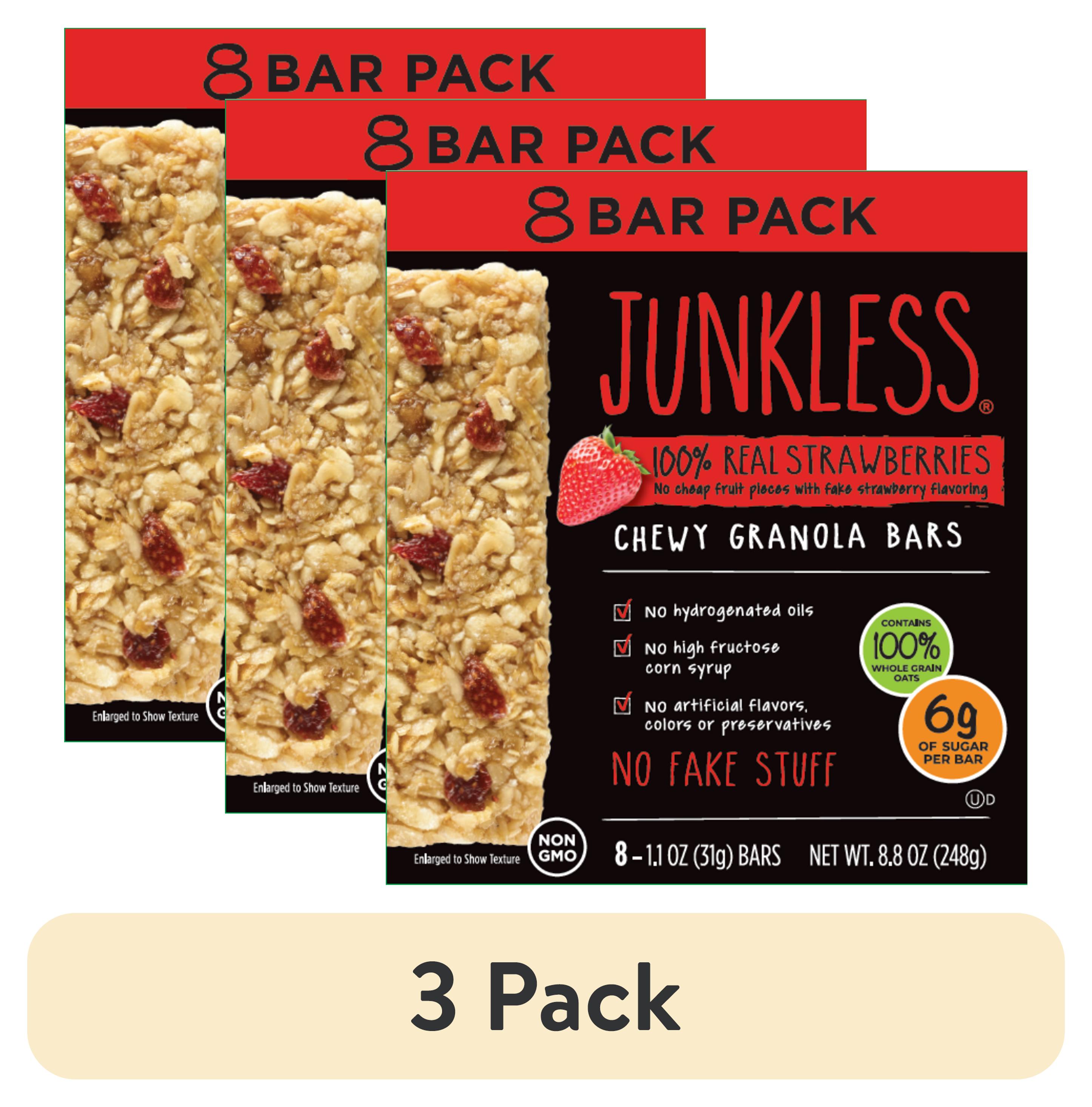 (3 pack) JUNKLESS NonGMO Delicious Chewy 100 Real Strawberries