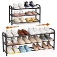 thumbnail image 1 of JUNLIN 3 Tier Expandable Shoe Rack, Metal Storage Shelf,Shoe Rack for Entryway（Black), 1 of 8