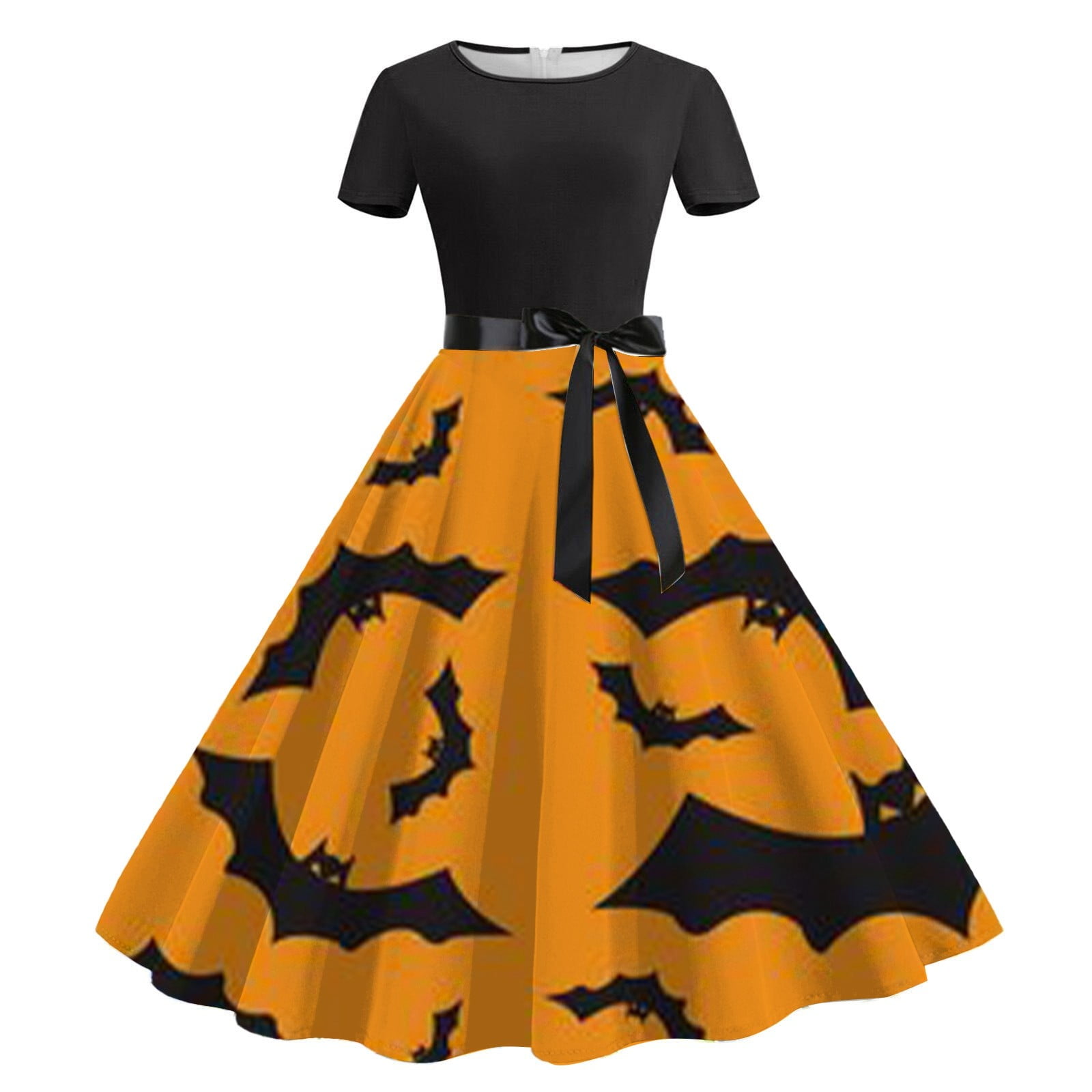 JUNLINCH Halloween Parties Maxi Dress Plus Size Gothic Clothing Womens