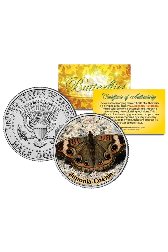 JUNONIA COENIA BUTTERFLY JFK Kennedy Half Dollar US Colorized Coin
