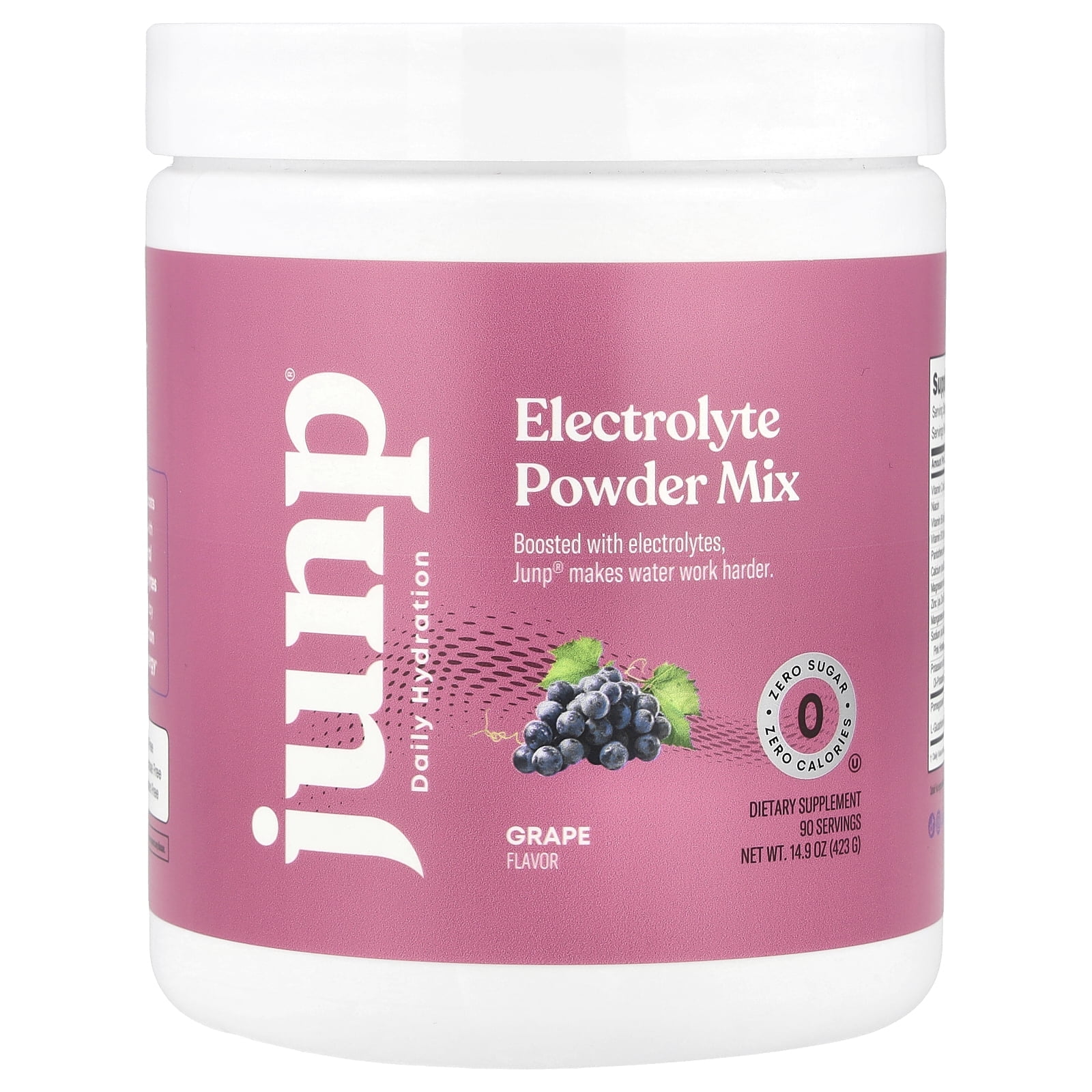 JUNP Hydration Electrolyte Powder, Electrolytes Drink Mix, Sugar Free, Gluten Free, 0 Calories, 0 Carbs, Keto Friendly, Non-GMO, Kosher, 90 Servings, Grape Flavored