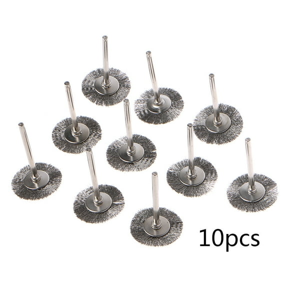 JUNTEX 10 PCS Stainless Steel Wire T-shape Brush Rotary Tool for Drill Dremel Polishing