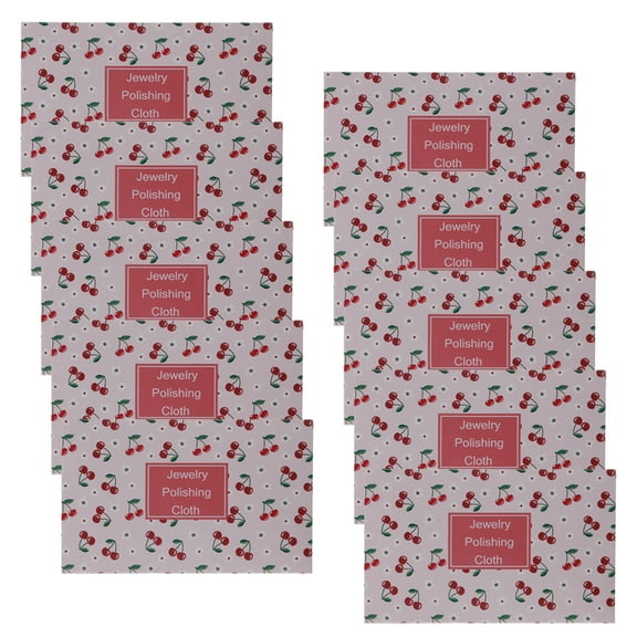 JUNTEX 10Pcs Cherry Double-Sided Polishing Cloths Gold Silver Jewelry Cleaning Cloth