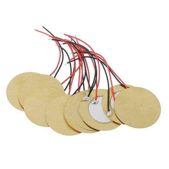 JUNTEX 10pcs 35mm Piezo Elements buzzer Sounder Sensor Trigger Drum Disc+ wire copper