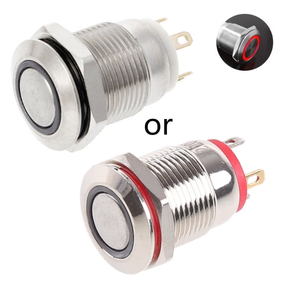 JUNTEX 12mm LED illuminated Metal Momentary Push Button Switch Boat Car 3A/220V DC