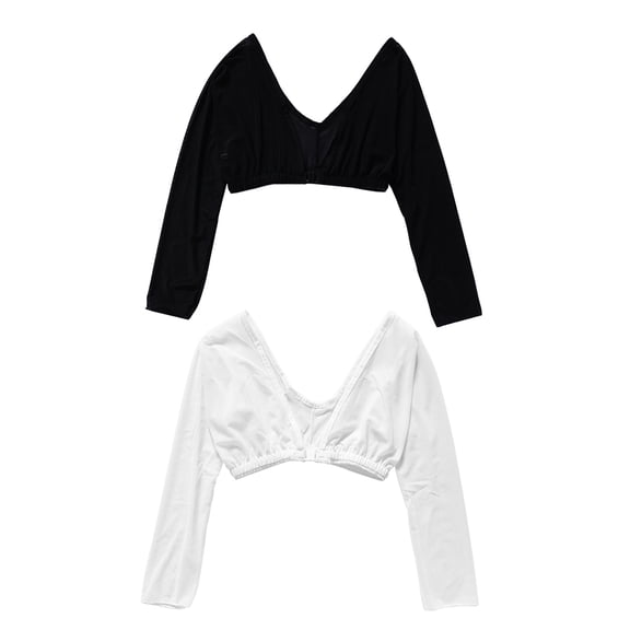 JUNTEX 2 Pcs Women Thinner Slimmer Lightweight Armwear Wrap Crop Tops Base Shirt Blouse