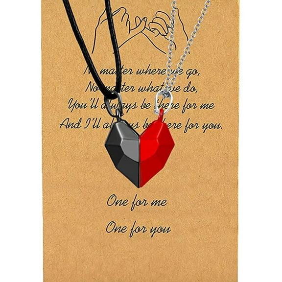 JUNTEX 2 Pieces/set Magnet Couple Love Heart Pendant Necklace Heart Matching Wedding