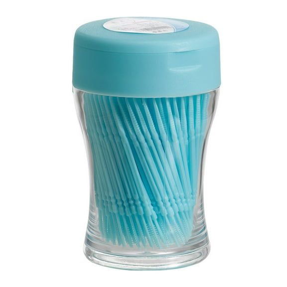 JUNTEX 200Pcs Food Grade Plastic Toothpick Travel Portable Double-Head Dental Oral Sticks Interdental Floss Cleaners Tartar Removal Picks Brush with Storage Box