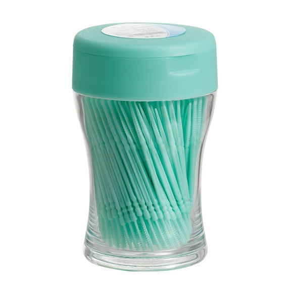 JUNTEX 200Pcs Food Grade Plastic Toothpick Travel Portable Double-Head Dental Oral Sticks Interdental Floss Cleaners Tartar Removal Picks Brush with Storage Box