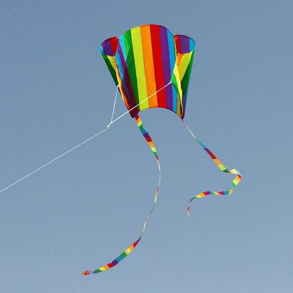 JUNTEX 24.8x20.47in Rainbow Parafoil Kite Toys with Bright Color Funny Portable Kite