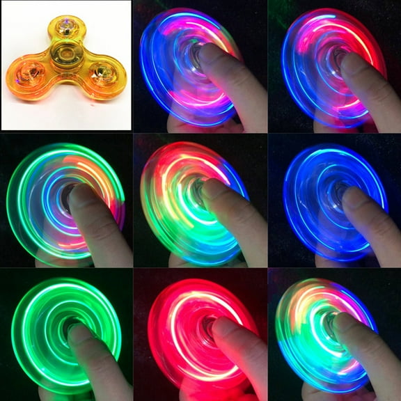 JUNTEX 3’’ Sensory Fidget Spinning Tops with Colorful Flashing Light Adults Kids Toy