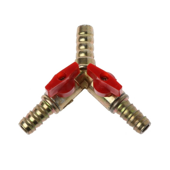 JUNTEX 3-Way Shut Off Ball Valve 3/8" ID Hose Barb Y Shaped Tee Switch Splitter Fitting