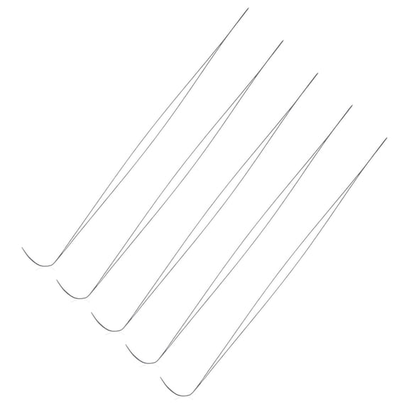 JUNTEX 5PCS Big Eye Curved Beading Needles Stainless Steel Sewing Needles DIY Bead Spinner Needles Craft Making Tools