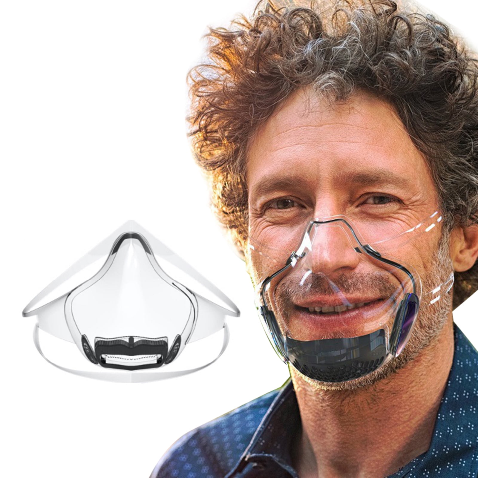 Kalgaden Clear Face Shield Masks, Soft Rubber Edging Transparent Face Masks with Detachable Flter, Ultra Protective Visible Breathable Anti-Fog