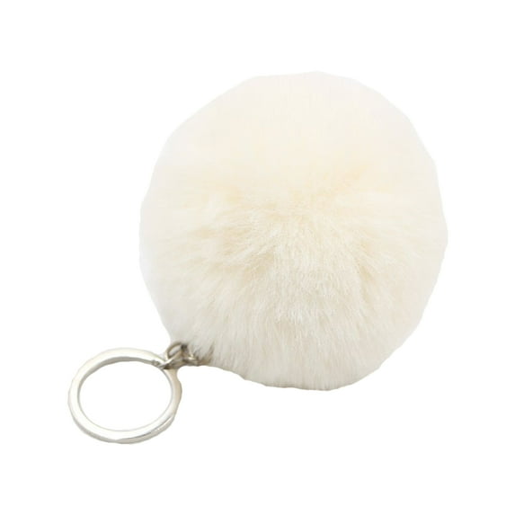JUNTEX Colorful Fluffy Furry Pom Pom Keychain Soft Faux Fur Puff Hair Ball Car Keyring Women Bag Backpack Pendant Charm Jewelry
