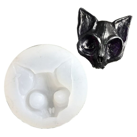 JUNTEX Eye Kitten Silicone Mould Raven Skull Head Mold Sphynx Cat Mold Table Soft Ceramic Plaster Ornament Decoration Mould