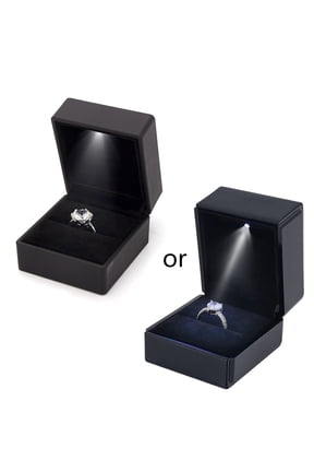 LED Lighted Earring Ring Gift Box Wedding Engagement Ring Jewelry Display Holder