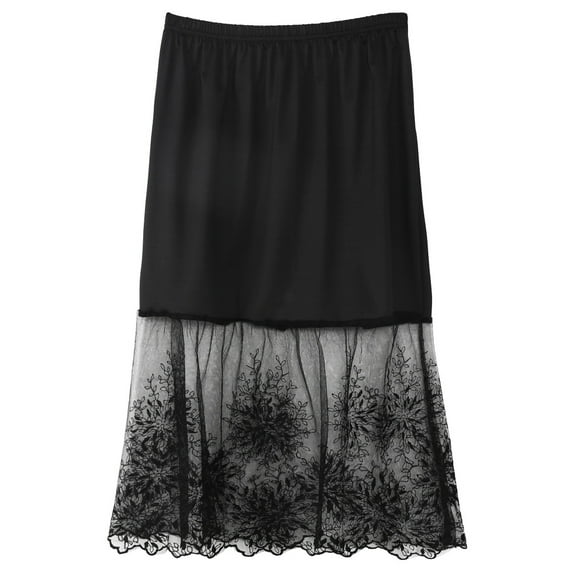 JUNTEX Lace Half Slip Skirts Extender Elastic Waist A-line Hollow Petticoat Underskirt