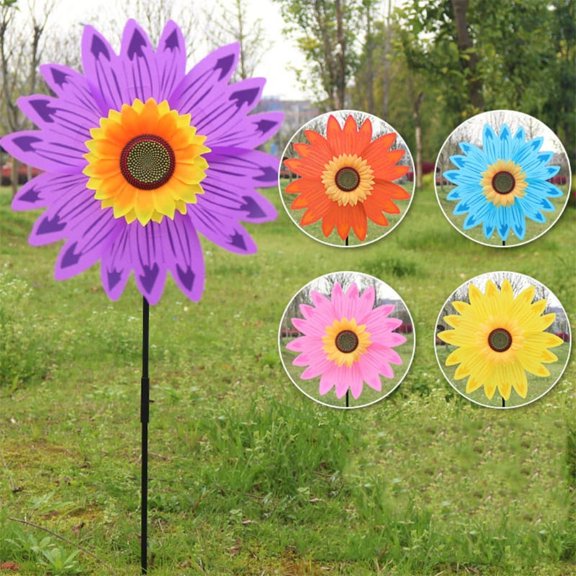 JUNTEX Large Double Layer Sunflower Windmill Wind Spinner Kids Toys Yard Garden Decor