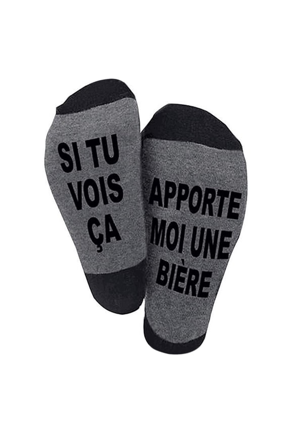 Men Women Novelty Funny Saying Cotton Crew Socks If You Can Read This Bring Me Beer English French Letters Black Gray Hosiery Gifts