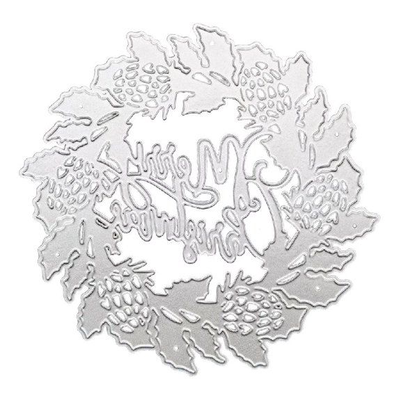 JUNTEX Merry Christmas Wreaths Metal Cutting Dies Stencil DIY Scrapbooking Album Paper