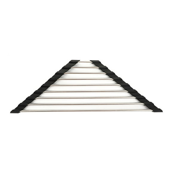 JUNTEX Roll Up Triangle Dish Drying Rack for Sink Corner Foldable Caddy Sponge Holder
