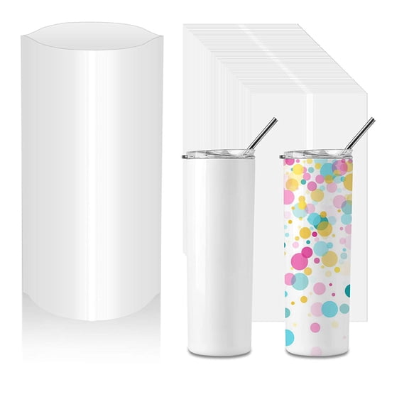 JUNTEX Set of 100 White Shrink Wrap for Sublimation Tumbler 5x10 Inch for Cup Mug Easy