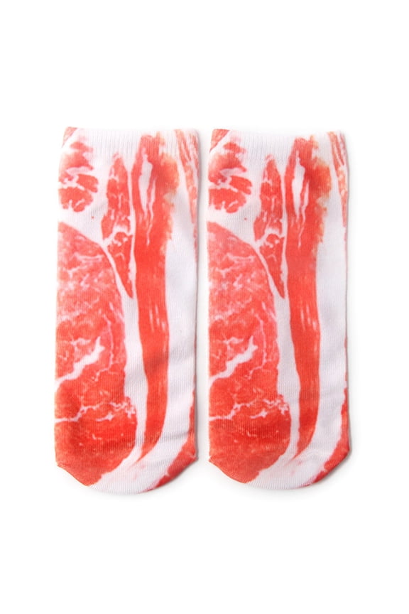 Unisex Personalized Cotton Low Cut Ankle Socks Funny 3D Flip-Flops Shoes Pork Skeleton Pattern Printed Creative Hosiery
