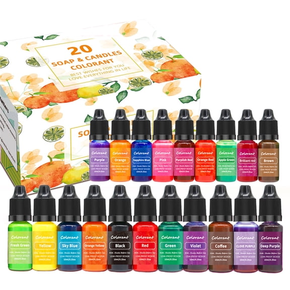 JUNTEX Wax Dye Candle Color Dye Epoxy Resin Dye 20 Vibrant Colors High Concentrated Alcohol-Based Ink Alcohol Paint Colors Dye