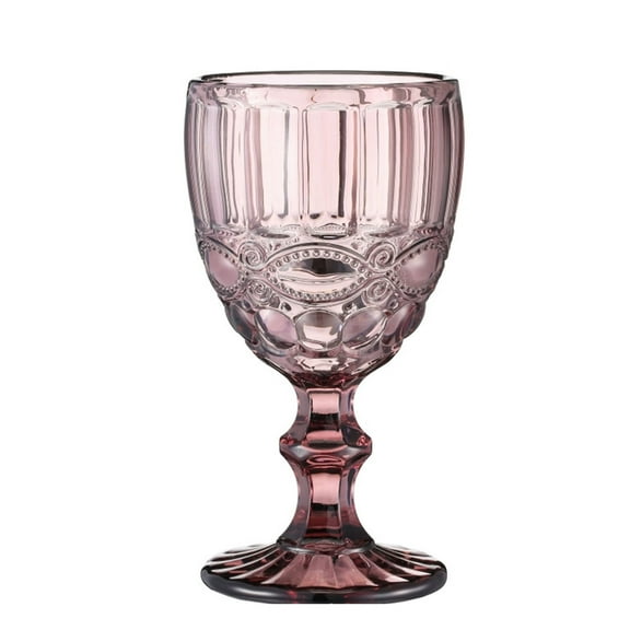 JUNTEX Wine Glass Colored Goblet Vintage Pattern Embossed Glasses Goblets for Party Wedding Anniversary