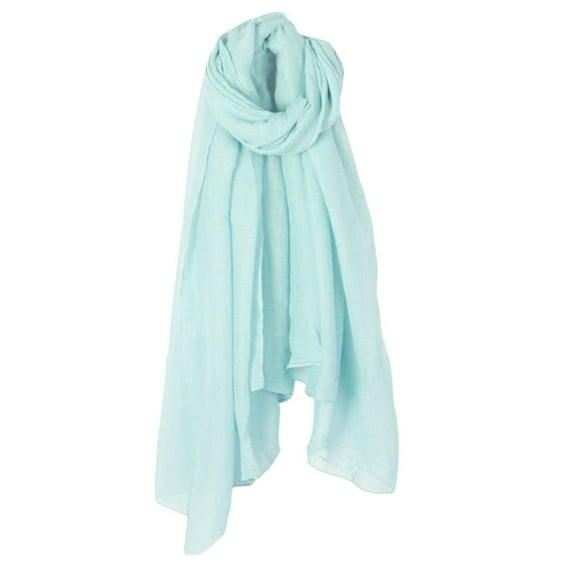 JUNTEX Women Solid Color Long Scarf Wrap Vintage Cotton Linen Large Shawl Hijab Elegant