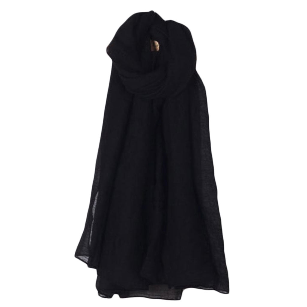JUNTEX Women Solid Color Long Scarf Wrap Vintage Cotton Linen Large Shawl Hijab Elegant