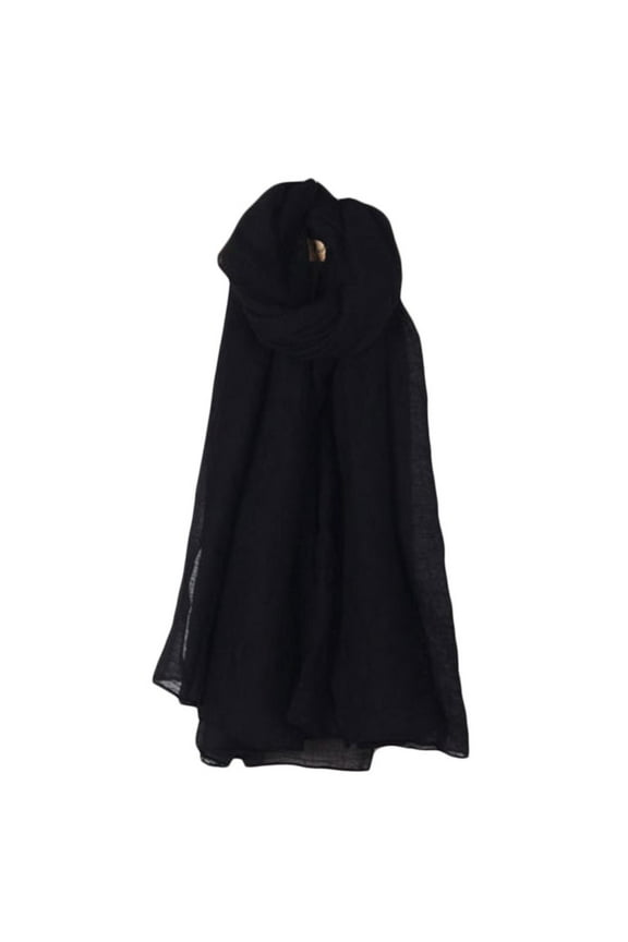 Women Solid Color Long Scarf Wrap Vintage Cotton Linen Large Shawl Hijab Elegant