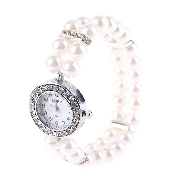 JUNTEX Women Watch Simulated Pearl Rhinestone Luxury Fashion Elegant Wrist Band
