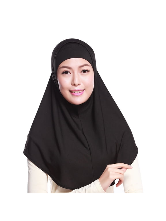 Womens 2 Piece Solid Color Amira Jersey Muslim Hijab Soft Cotton Stretch Head Sc