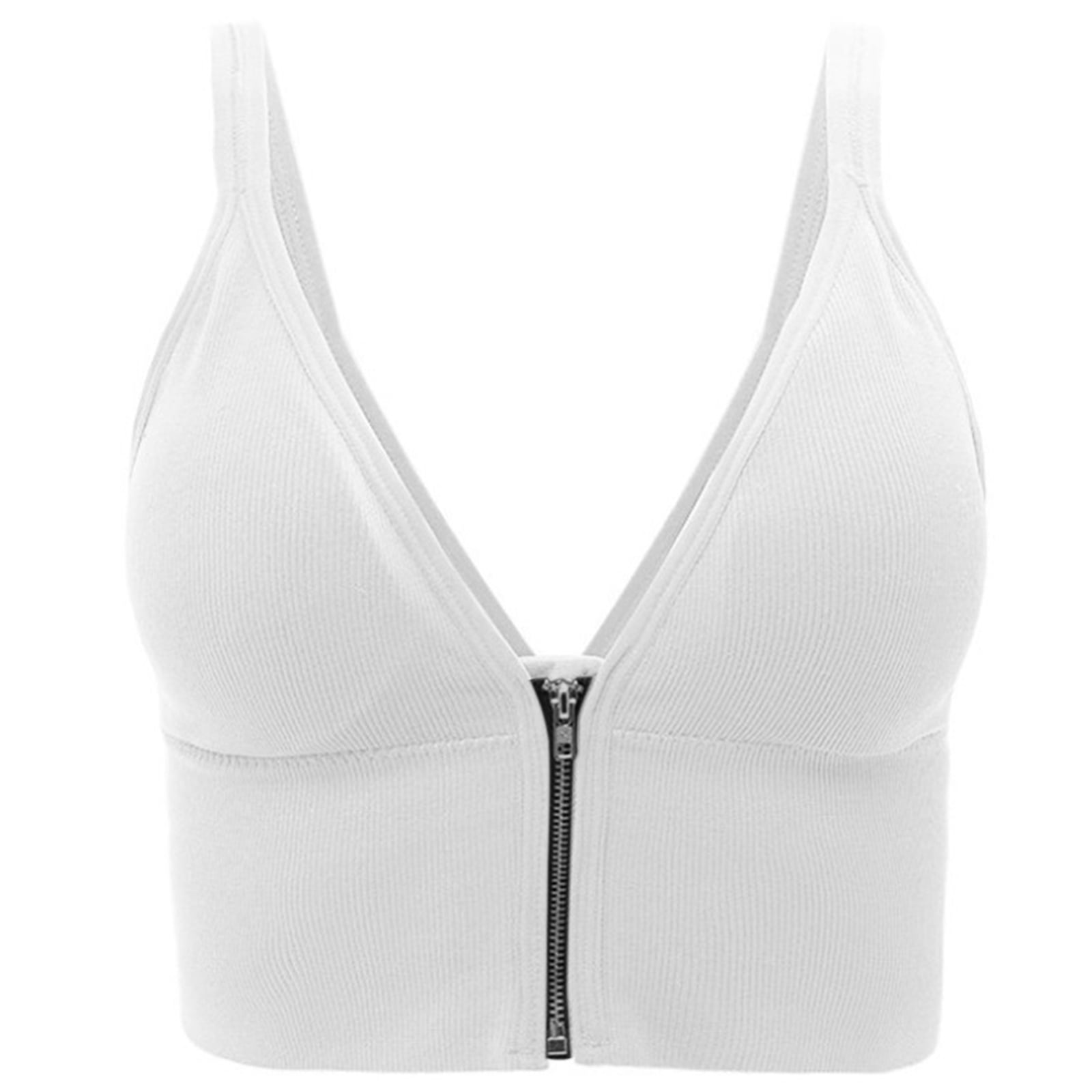 JUNTEX Zip Front Sports Bra for Women Longline Padded Front Zipper