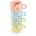 thumbnail image 1 of JUNWELL 1 Set of Porcelain Stackable Coffee Mugs Set with Metal Stand Ceramic Coffee Cups, 1 of 6