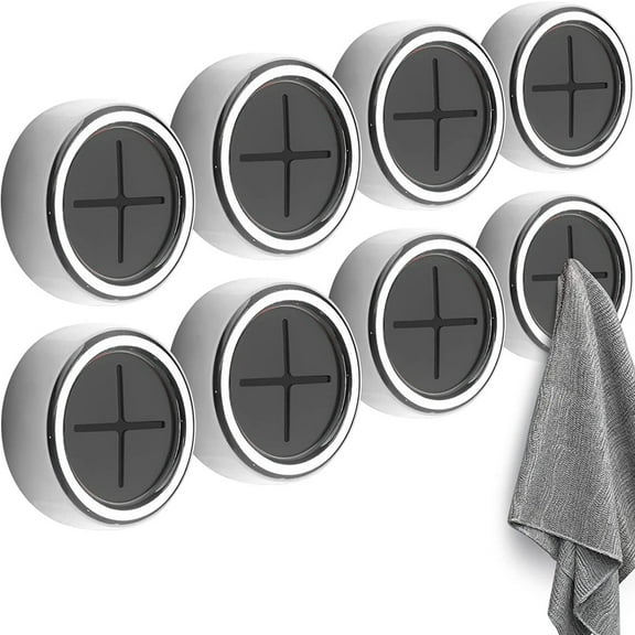 JUNWELL 15 Pack Kitchen Towel Holder, Self Adhesive Wall Dish Towel Hook, Round Wall Mount Towel Holder for Bathroom, Kitchen and Home, Wall, Cabinet, Garage, No Drilling Required