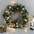 thumbnail image 1 of JUNWELL 16 inch Pre-lit Artificial Christmas Wreath| Flocked with Mixed Decorations and Pre-strung Yellow Lights Christmas Garland For Front Door or Home Decor Use (Gold), 1 of 4