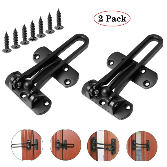 JUNWELL 2 Pack Home Security Door Locks, Thickened Solid Zinc Alloy,Reinforcement Lock Latch Swing Bar Lock for Home Security Front Door Locks for Kids,Hotel Door Latches