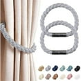 thumbnail image 1 of JUNWELL 2 Pack Strong Magnetic Curtain Tiebacks Upgrade Nordic Simple Style Drape Tie Backs Double Color Weave Rope Knot Decorative Curtain Holdbacks for Home & Office Window Drapery, 1 of 5
