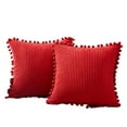 thumbnail image 1 of JUNWELL 2PC Decorative Throw Pillow Covers with Pom-poms 18 x18, Soft Corduroy Solid Square Cushion Cases Set for Couch Sofa Bedroom Car Living Room (18x18 Inch/45x45 cm), 1 of 5