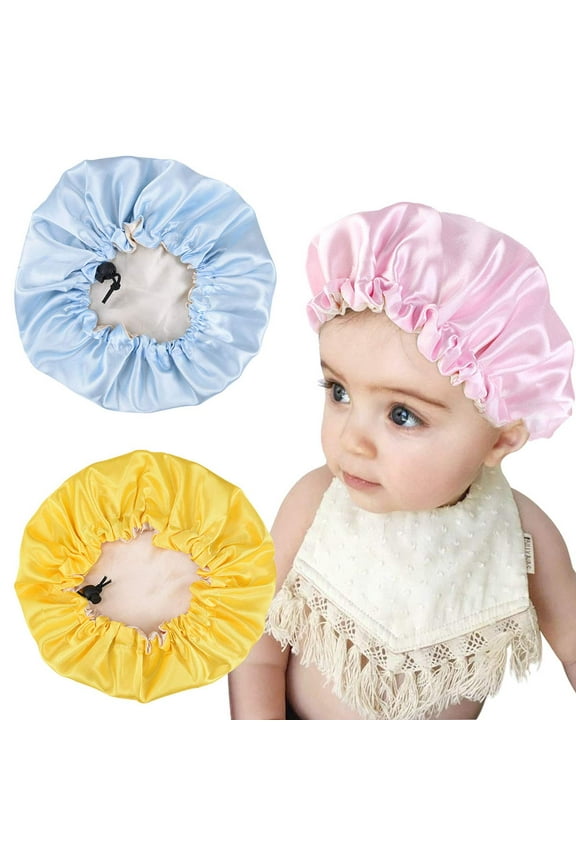 3 Pcs Hair Kids Satin Bonnet Sleeping Cap Adjustable Sleep Bonnet with Drawstring Reversible Night Caps for Kids Child Baby Toddler Sleep Cap Double Layer