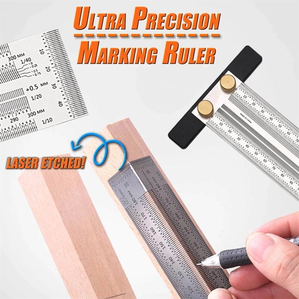 Type Ruller JUNWELL 300mm High-precision T Type Square Ruler for Woodworking ...