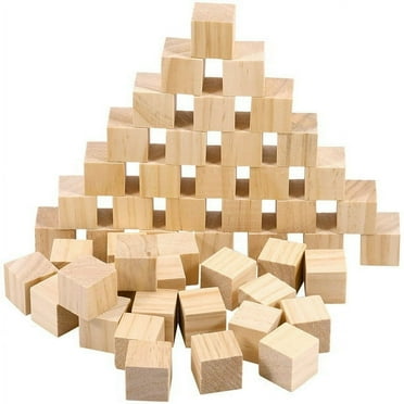 JUNWELL 50Pcs Wood Blocks for Crafts Pine Wood Square Blocks 1 Inch Unfinished Wood Craft Cubes Natural Wooden Blocks Wooden Cubes for Model Making Crafts DIY Projects