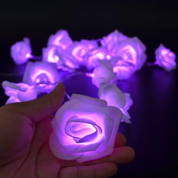 JUNWELL 5Ft Pink LED Rose Flower String Lights，10 LED Flower Fairy ...