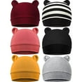 thumbnail image 1 of JUNWELL 6PCS Newborn Baby Hats Bear Ears Baby Boy Girl Hats Infant Caps 0-3 Months, 1 of 5