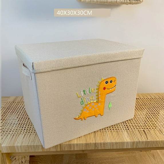 JUNWELL Adorable Foldable Dinosaur Pattern Storage Box With Lid: Organize Clothes, Toys, and Sundries with Playful Style!(40x30x30)